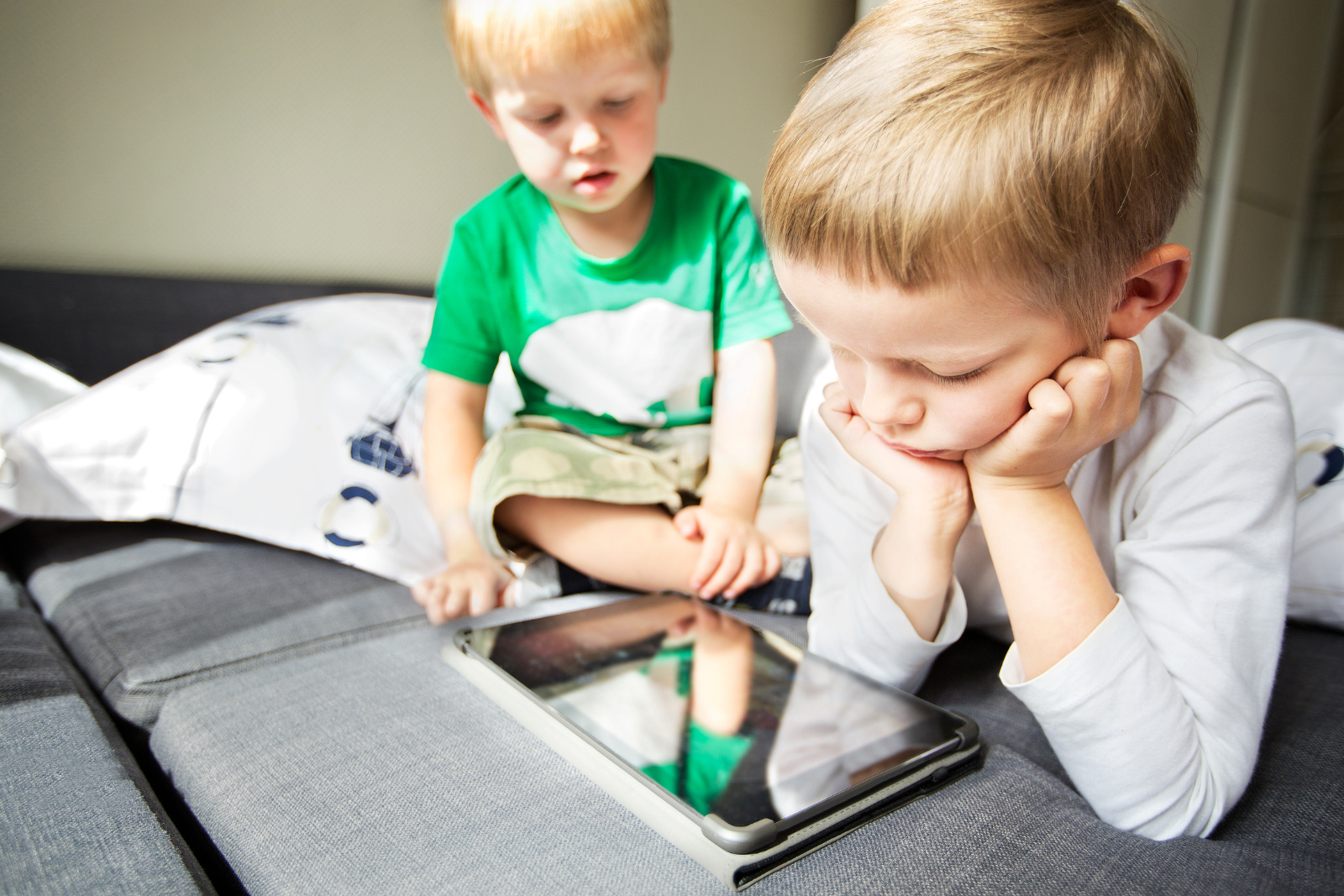 Preschool kids using iPad