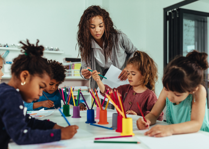 children learning at preschool